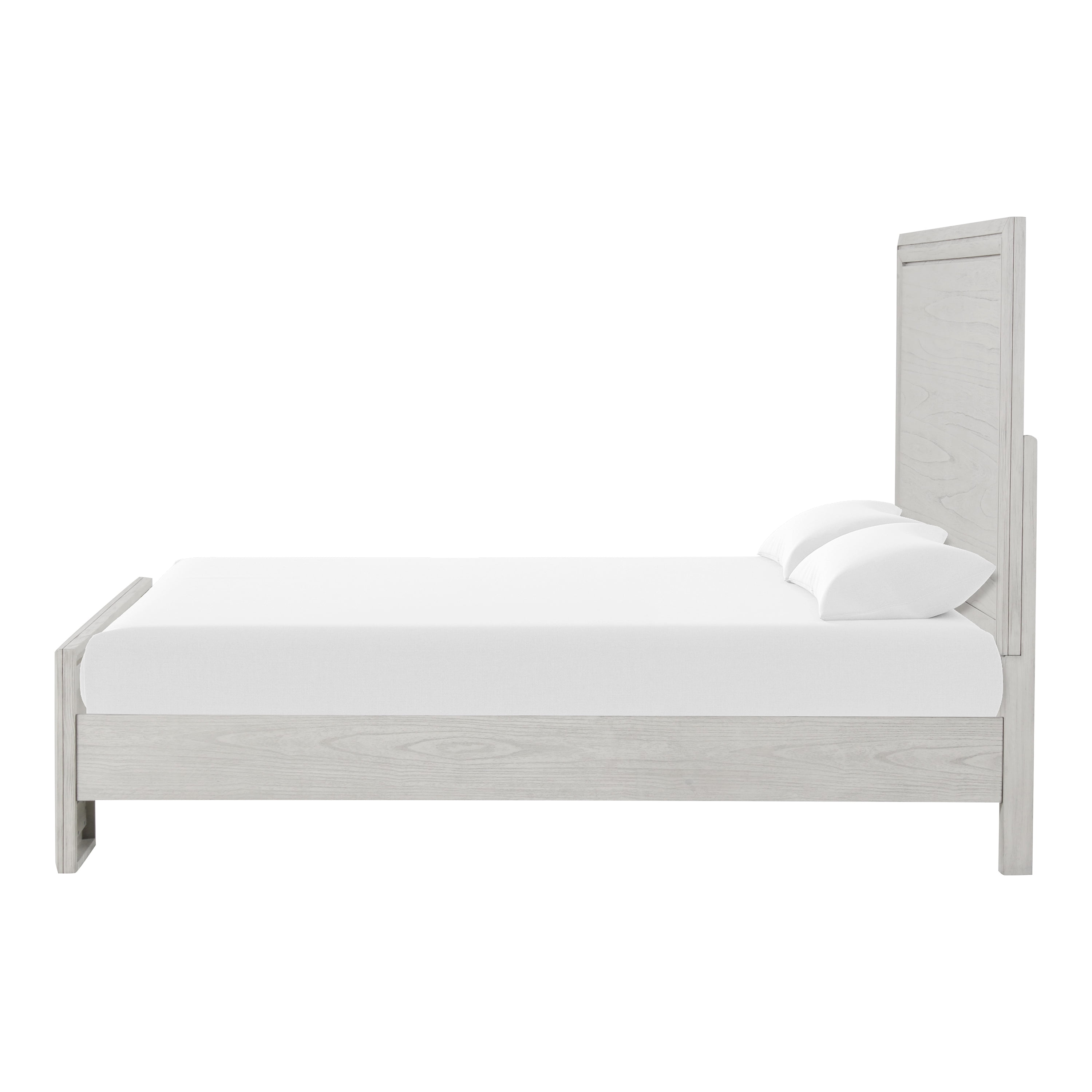 Furniture of America Elres Solid Wood Panel Bed, Queen, Rustic White
