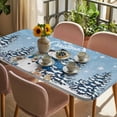 thumbnail image 3 of Blue Snowman Christmas Table Cloths for 3 Foot Rectangle Tables, Xmas Snowflake Gifts Winter Elk Patio Waterproof Elastic Fitted Tablecloths, Washable Rectangular Table Cover for Camping, 3 of 8
