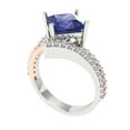 thumbnail image 2 of 2.3075 ct Princess Cut Simulated Tanzanite Solitaire with Simulated Diamond Accents 14K White/Rose Gold Womens Engagement Ring, 2 of 5