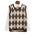 thumbnail image 1 of Dellytop Women's V Neck Knit Plaid Preppy Style Knitwear Sweater Vest, 1 of 3
