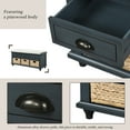 thumbnail image 3 of Aukfa Wood Storage Bench with 3 Drawers & 3 Rattan Baskets for Bedroom Living Room,Antique Navy, 3 of 8