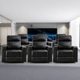 thumbnail image 3 of Bonzy Home Electric Power Recliner Chair Set of 3, Leather Home Theater Seating with Swivel Tray Cup Holders USB Port & Hidden Storage, Reclining Chair Sofa Furniture for Movie Room, Black, 3 of 13