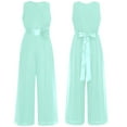 thumbnail image 5 of renvena Kids Girls Flower Wedding Party Bodysuit Ruffled Chiffon Pageant Banquet Rompers Summer Wide Leg Pants Jumpsuit Playsuit with Detachable Embellishment Mint Green 14, 5 of 5
