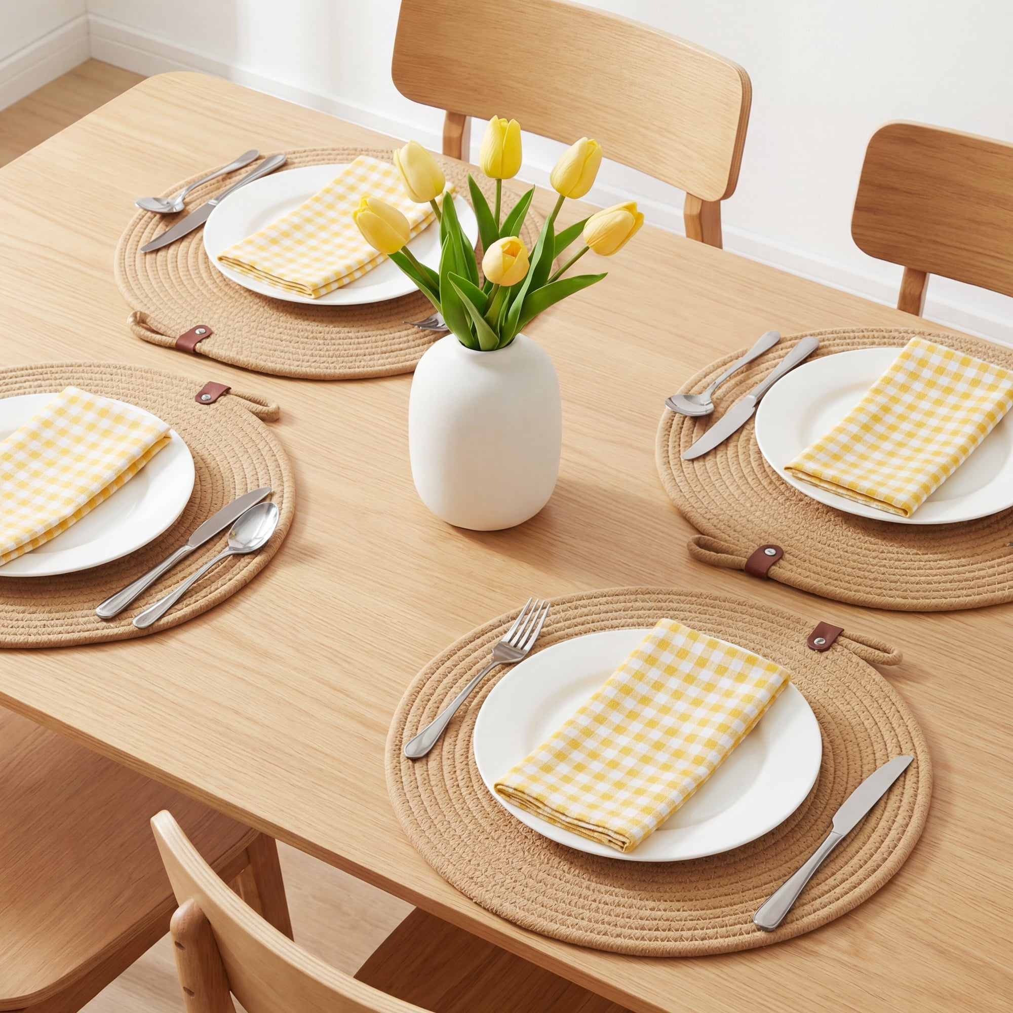 Unique Bargains Farmhouse Placemats 4pcs Brown 13"x13"