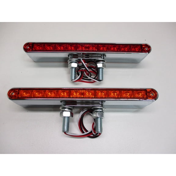 Pair of 9"L Red / Amber LED Combo Double Face Truck Semi Trailer Light Bars