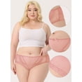 thumbnail image 3 of DARING DIVA Women's Plus Size Sheer Lace Trim High-rise Brief Stretchy Underwear M Pink, 3 of 6