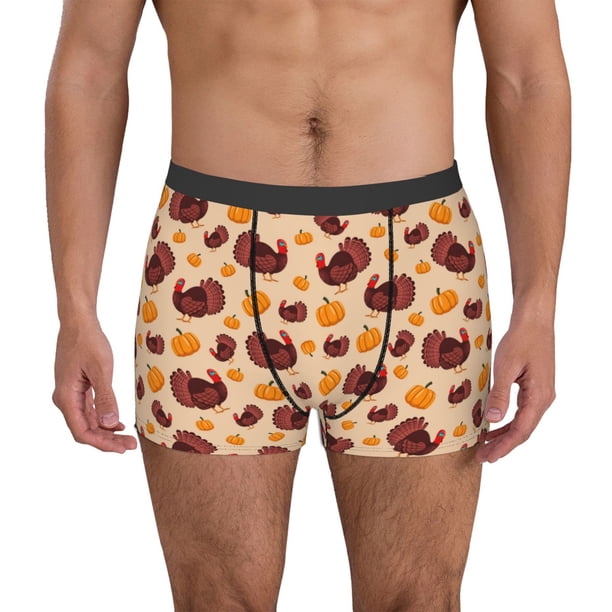 Balery Thanksgiving Turkey and Pumpkin Calzoncillos bóxer para hombre, ropa interior de algodón suave y transpirable con cinturilla de nailon-Medium