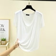 thumbnail image 2 of Birdeem Blouses pour Femmes Décontractées et à la Mode Couleur Unie Manches Courtes Col en U, 2 of 12