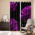 thumbnail image 3 of Kitchen Curtains 84 Inch Length 2 Panels, Purple Rose Grommets Window Treatment Curtain, Vintage Abstract Garden Flower Floral Black Thermal Curtains Drapes for Living Room/Bathroom, 3 of 9