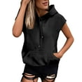 thumbnail image 2 of Dorinao Hoodies for Teen Girls Short Sleeve Preppy Puff Print Graphic Sweatshirt Casual Summer Pullover Tops, Black Women Blending Shirts, 5XL, 2 of 7