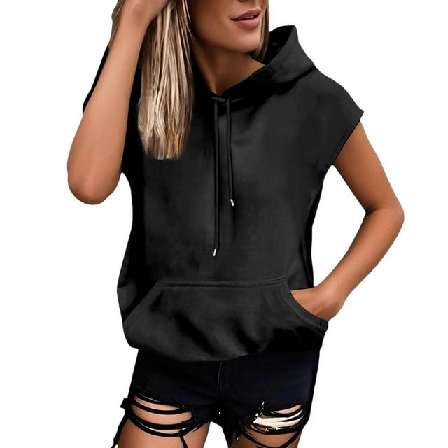 WZXFASHION Chandails à Capuchon pour Adolescentes Manches Courtes Style Preppy Imprimé Bouffant Chandail Graphique Décontracté d'Été Chandail à Enfiler Hauts Liquidation Débardeurs et Camisoles pour Femmes