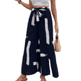 thumbnail image 3 of Pantalones para Mujer, Estampado Bohemio, Pierna , Cintura Alta, Holgados, con Cordón y Bolsillos, Informales, Verano 2025. Azul Marino XL, 3 of 9