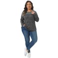 thumbnail image 3 of DARING DIVA Women's Plus Size Color Block Long Sleeve Crew Neck Knitted Blouse 4X Black, 3 of 6