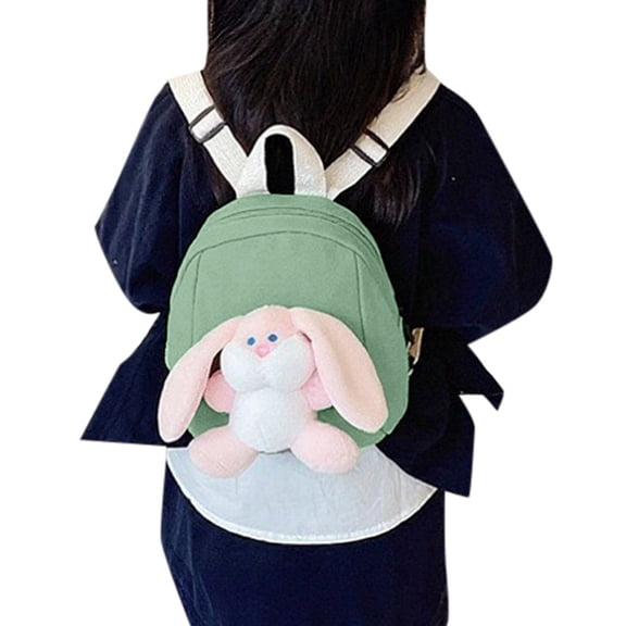 gcong Adorable Cartoon Bunny Backpack Lightweight School Bag For Toddler Daily Use Outdoor Travel Green