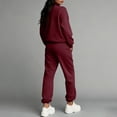 thumbnail image 3 of Wutalume Women's 2-Piece Solid Color Casual Tracksuit, Stand Collar Top and Long Pants Set, Comfortable Sportswear Outfit,Wine 2XL, 3 of 3