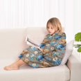 thumbnail image 4 of Brown Highland Cow Blue Bucket Flower Pattern Blanket Hoodies for Kids 6-13YR Oversize Wearable Blanket Hoodies for Boys Girls Teens, 4 of 7