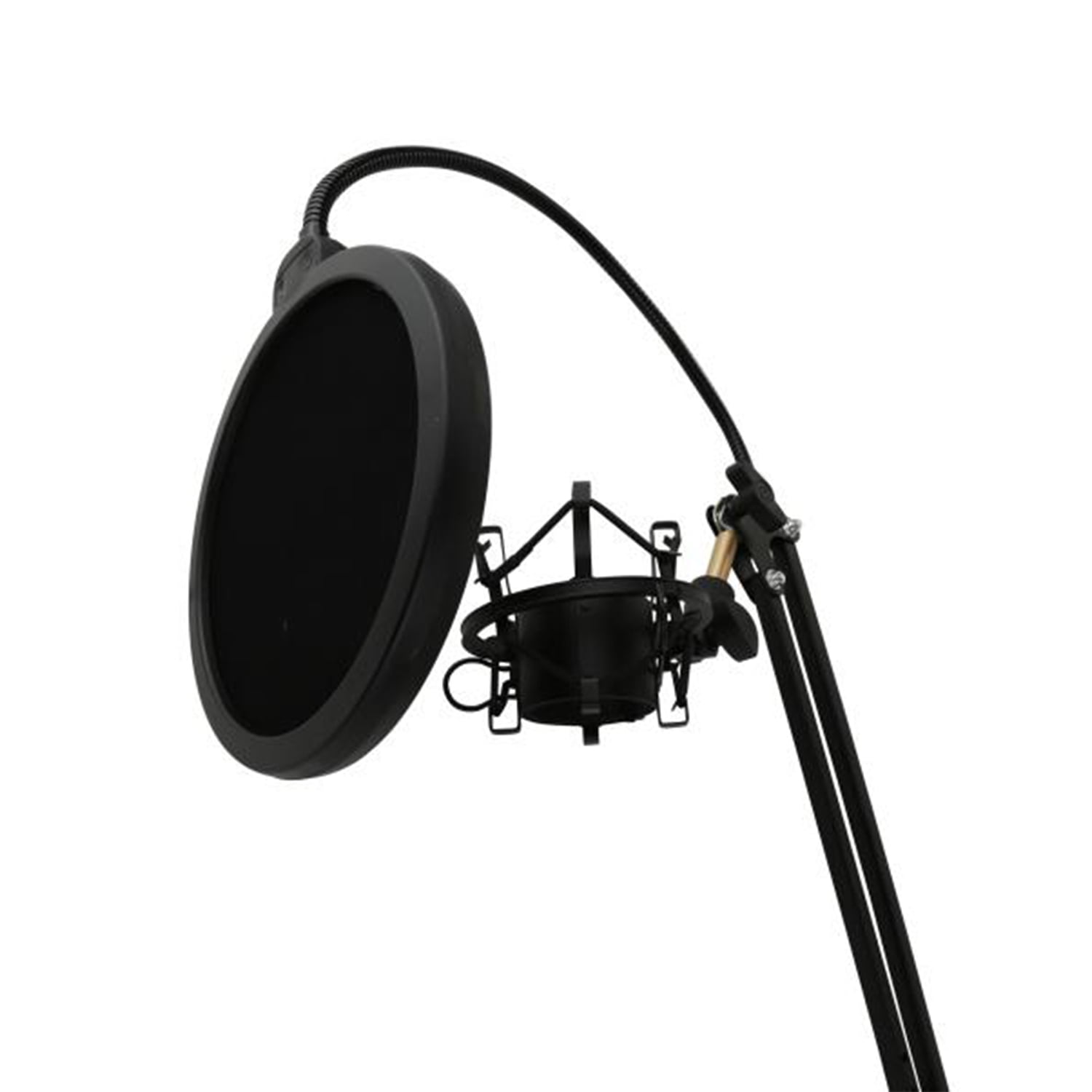 Pyle PMKSH28 Microphone Boom Suspension Stand - Scissor Spring Arm Floor Mic Stand with Shock Mount & Pop Filter  Black