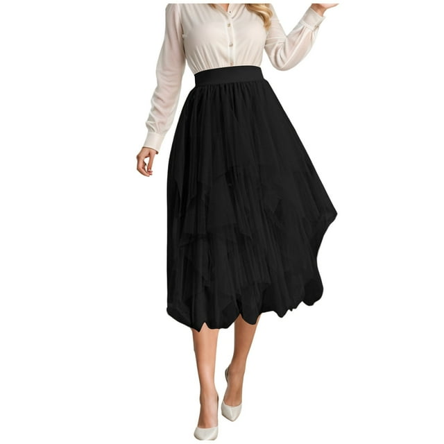Women's Skirts Medium Length High Waisted Slimming Polyester Suitable for Spring Summer Daily Wear
