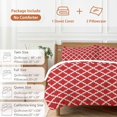 thumbnail image 6 of 3 Piece Quatrefoil Moroccan Pattern Duvet Cover Set California King,Microfiber Comforter/Quilt Cover with Corner Ties and 2 Pillowcases,Geometric Red Backdrop All Season Bedding with Zipper Closure, 6 of 8