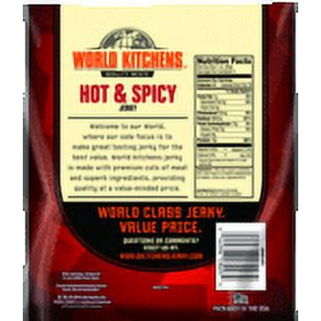 World Kitchens Jerky, Protein Snack, Hot & Spicy, 3oz