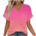 thumbnail image 2 of Aimik Women's Casual Short Sleeve V-Neck Gradient T-Shirt Summer Fashionable and Comfortable Loose Womens Tops, 2 of 6
