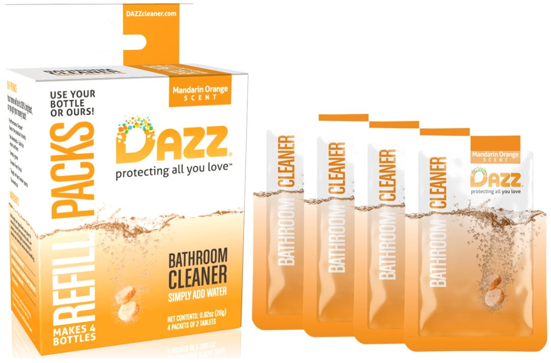 DAZZ Tropical Breeze Scent Bathroom Cleaner Refills, Pack of 4