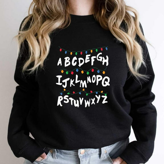 Alphabet Christmas Lights Funny Stranger Tee Gift Holiday Graphic SW6719 Unisex Sweatshirt, Up to Size 5XL