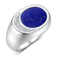 thumbnail image 3 of RYLOS Men's Designer Ring: 14K White Gold with Lapis and Diamonds - Gold Rings for Men  Size 8, 3 of 6