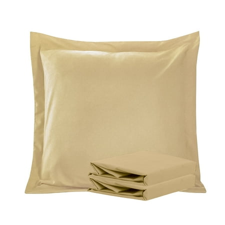 Organictune Brushed Microfiber Euro Pillow Shams Set of 2, 26 x 26 Soft and Breathable Square Pillow Cases, Khaki, 26"×26"
