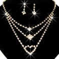 thumbnail image 3 of OPOLSKI Jewelry Set Square Exquisite Accessory Heart Necklace Earrings Collection Golden, 3 of 8