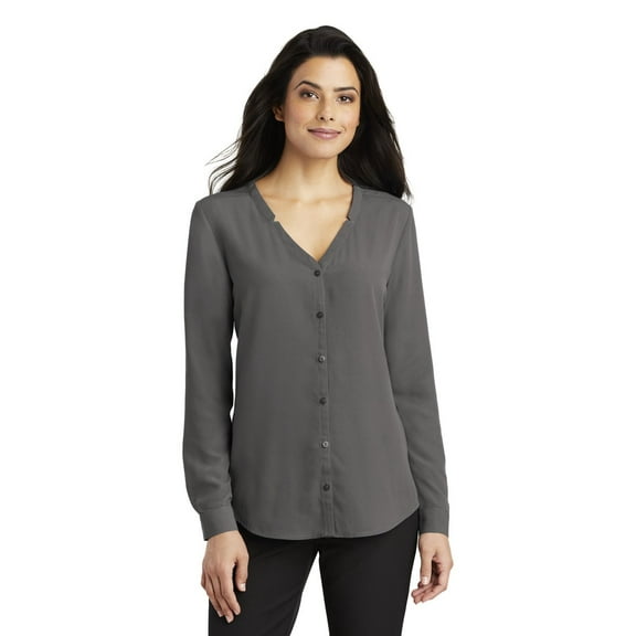 Port Authority® Ladies Long Sleeve Button-Front Blouse. LW700