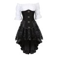 thumbnail image 3 of Ropa Steampunk Disfraz Steampunk para mujer Vestido con corsé debajo del busto Blusa renacentista de talla grande Disfraz de pirata medieval para Halloween, 3 of 5