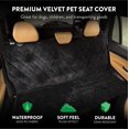 thumbnail image 2 of Plush Paws Products Velvet Rear Car Seat Protector w/ Hammock | Washable & Waterproof Back Seat Dog Cover for Car, Truck, & SUV | Nonslip, Tear Resistant Pet Seat Cover | Regular Charcoal, 2 of 6