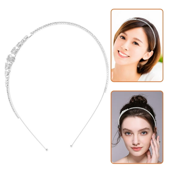 PAMINGONO Silver Rhinestone Bridal Headband Hairpiece for Wedding and Party