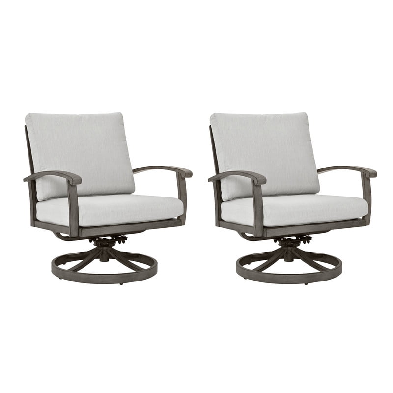 Howcool Outdoor Aluminum Swivel Chairs Set of 2, 360-Degree All-Weather Rotating Armchairs with Cushion