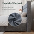 thumbnail image 3 of Amolife King Size Upholstered Lift up Storage Platform Bed Frame with Fabric Panel Wingback Headboard, Gray Blue, 3 of 9