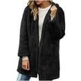 thumbnail image 5 of Kilaqueen Fuzzy Hooded Cardigans for Women Trendy Fleece Jacket Long Winter Coats Warm Shacket Outerwear with Pokets Open Front Cardigan Sweaters, 5 of 9