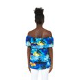 thumbnail image 2 of Women's Hawaiian Off-Shoulder Ruffle Muumuu Top in Sunset Blue XL, 2 of 5