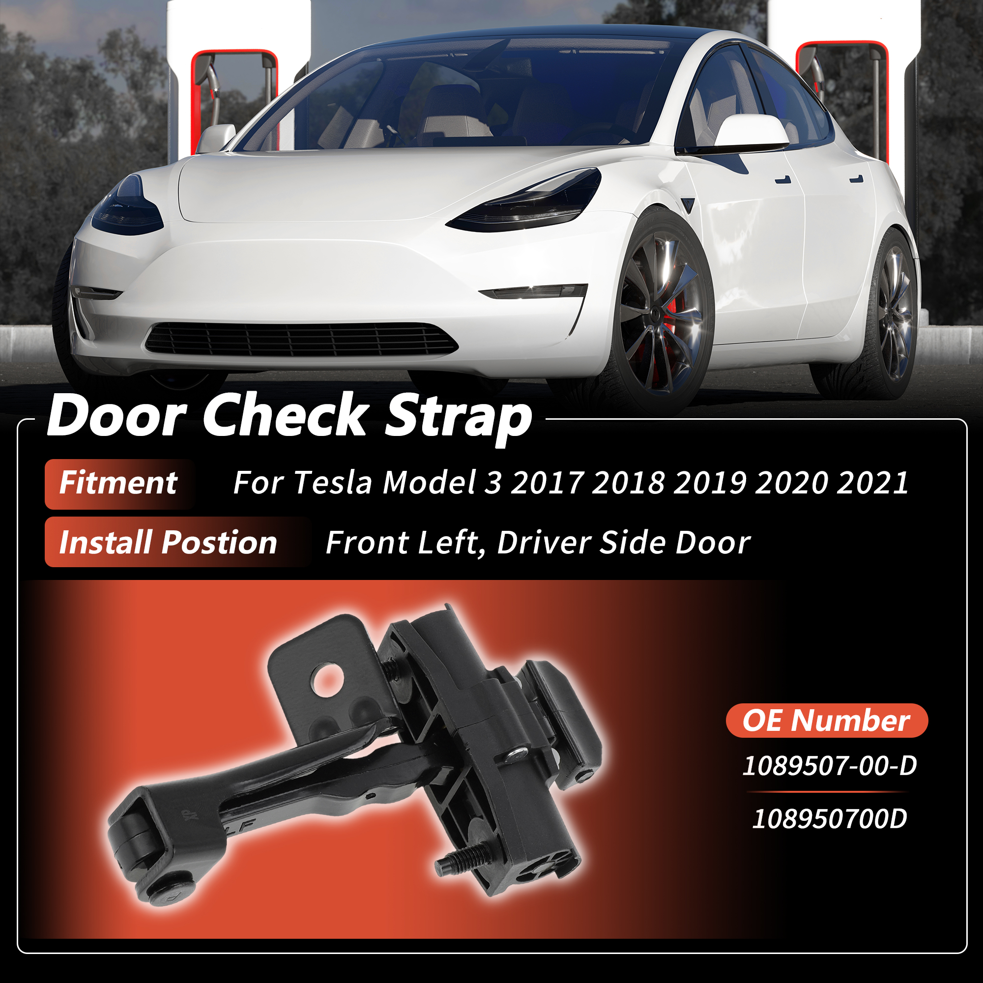 Unique Bargains Door Strap for Tesla Model 3 2017-2021 Door Stop Stay No.1089507-00-D