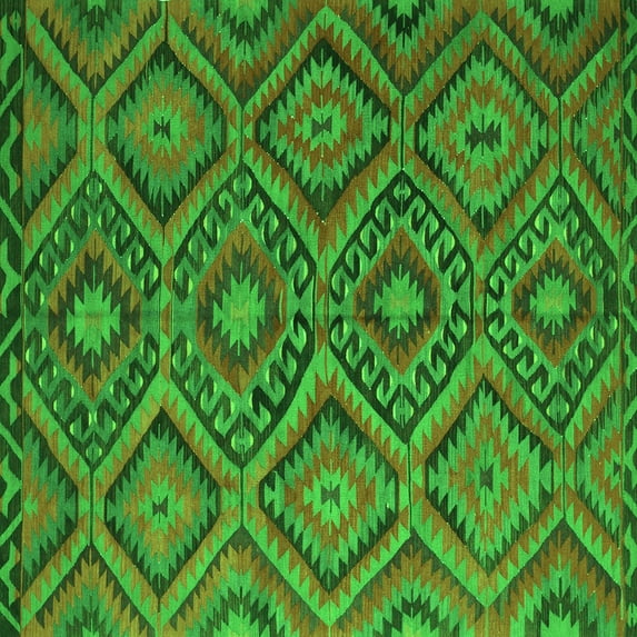 Ahgly Company Indoor Square Southwestern Green Country Area Rugs, 4' Square