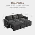 thumbnail image 3 of Marrber 78” Oversized Modern Plush Corduroy L-Shaped Modular 4-Seater Pull-Out Sectional Sleeper Sofa Bed with Hidden Storage for Living Room and Apartment, Gray, 3 of 7