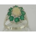 thumbnail image 2 of LBG 10k White Gold Natural Opal and Emerald Womens Cluster Ring - Size 6.75, 2 of 4