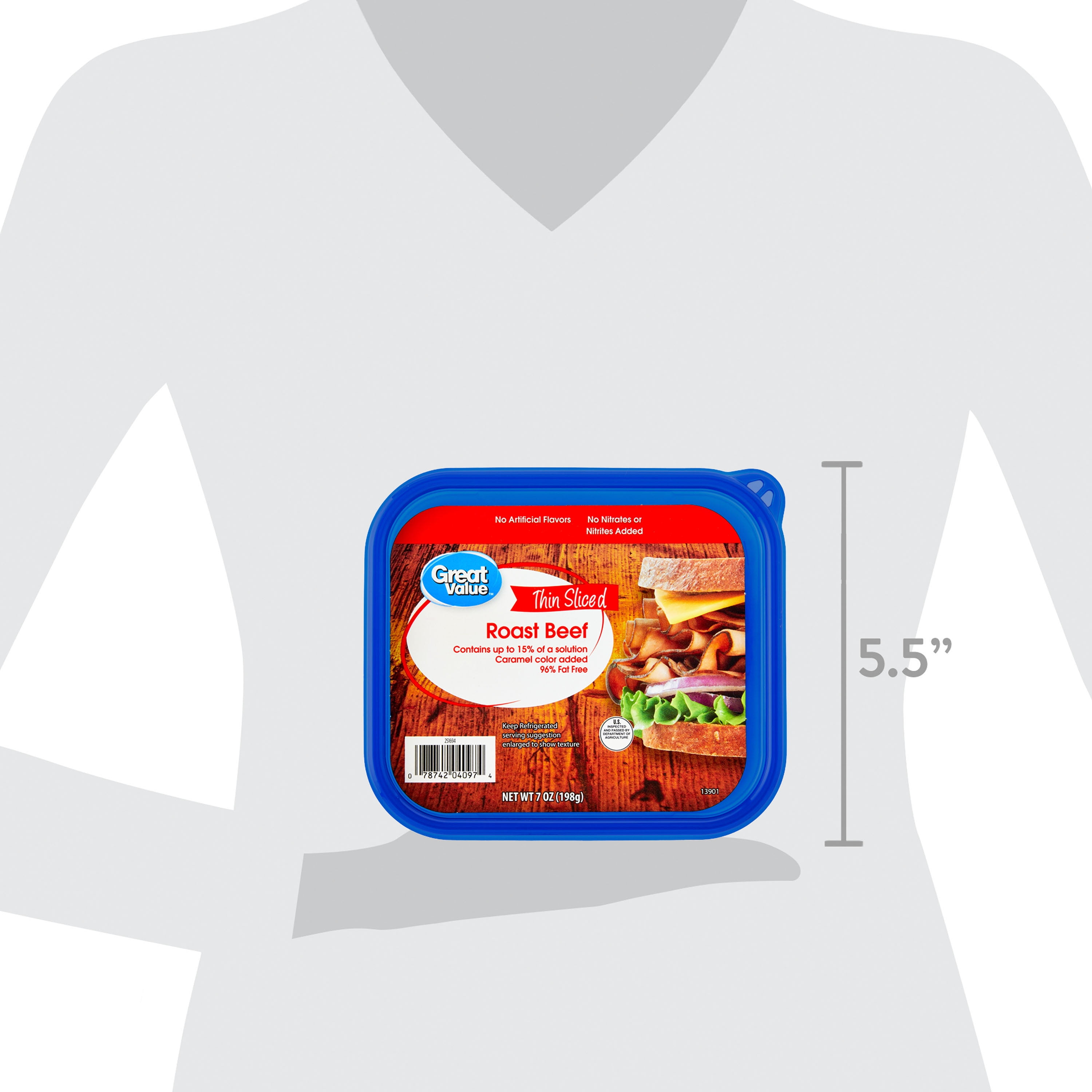 Great Value Roast Beef Lunchmeat, 7 oz Plastic Tub