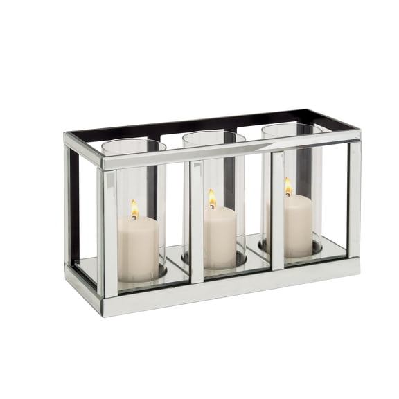 DecMode 18"W, 10"H Glam Candlestick, Silver, 1 - Piece