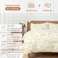 thumbnail image 6 of 3 Piece Boho Yellow Floral Duvet Cover Set California King,Microfiber Comforter/Quilt Cover with Corner Ties and 2 Pillowcases,Vintage Farmhouse Paisley Plant Leaf Soft Bedding with Zipper Closure, 6 of 8