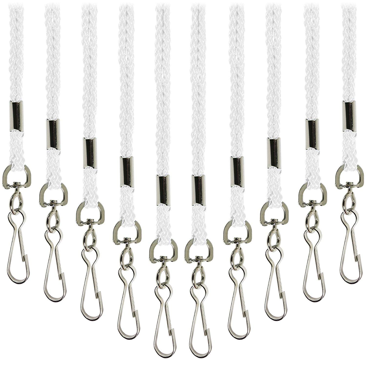 100 Pack Badge Lanyards Office Lanyard Id Card Business Students Employee Round 36" With Swivel Hook (white)