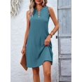 thumbnail image 2 of Women Summer Dresses for Island Vacation Sleeveless V Neck Tunic Dress Casual Beach Sundress Sea Blue M, 2 of 8