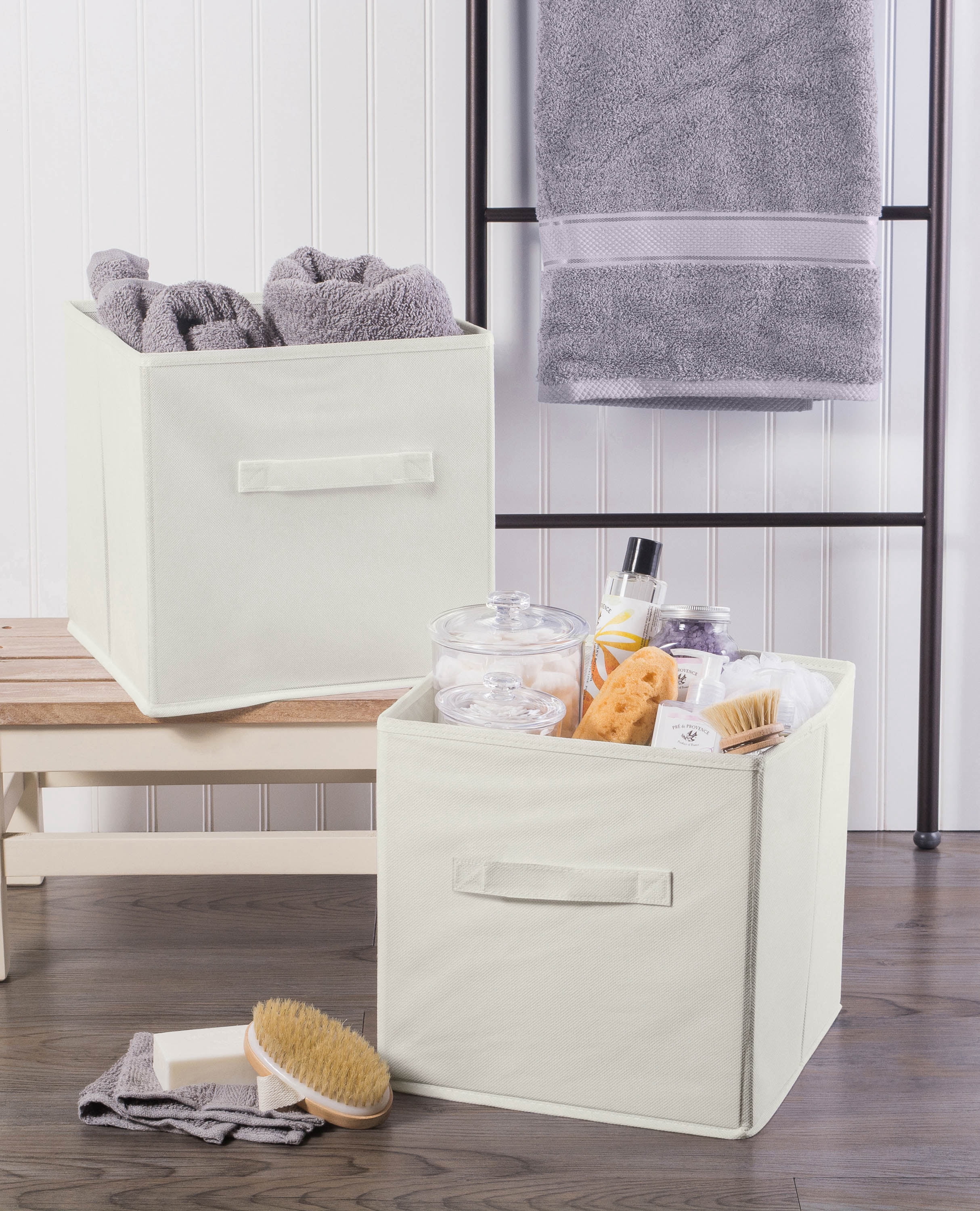 DII Non Woven Fabric Storage Bin Organizer Cube, Small Set, 11x11x11", White, 2 Piece