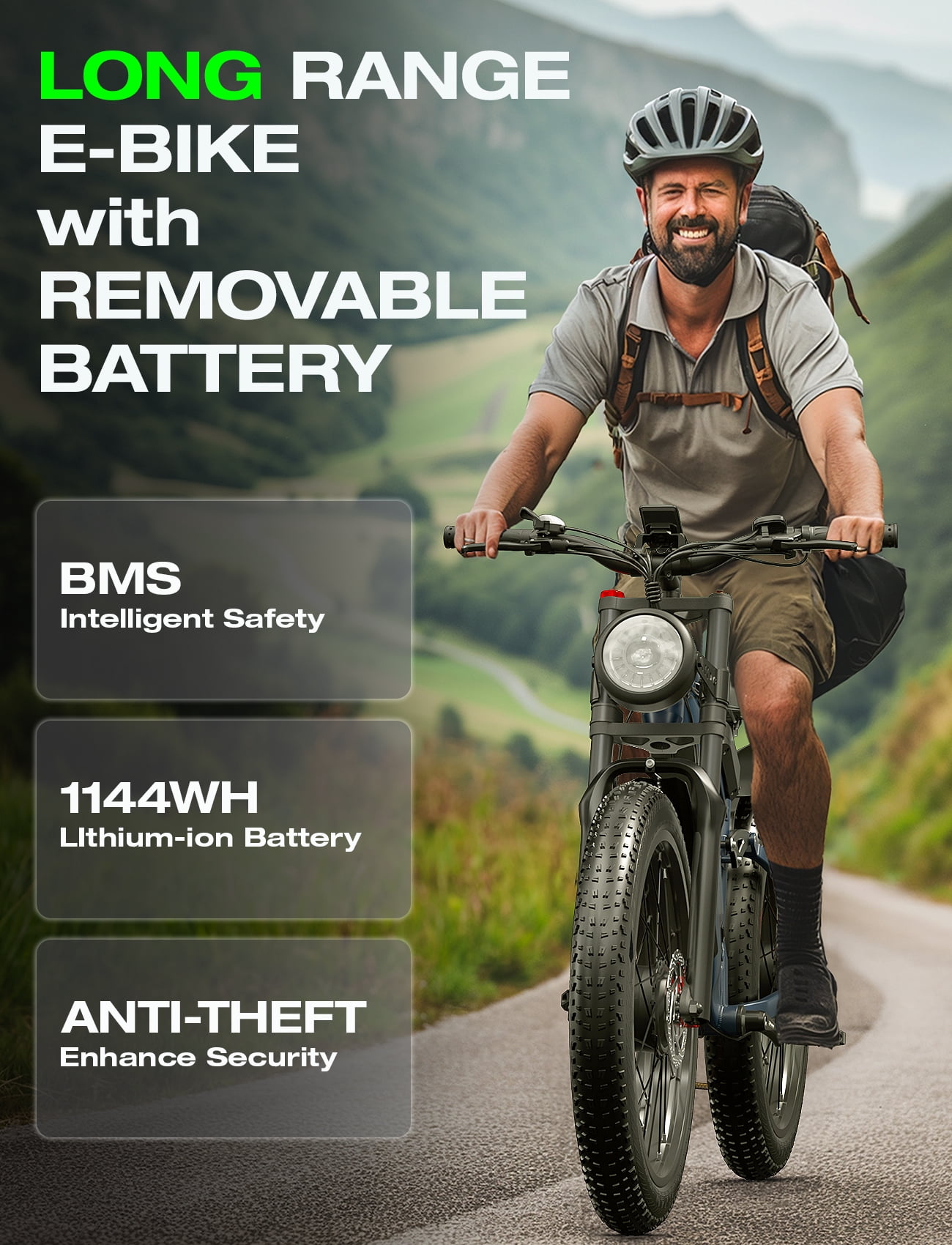 Cleytro Adult Electric Bike, Dual Motor, 52V 22Ah Battery UL 2849 Certified, 26 Inch Tire Off-Road Electric Mountain Bike, Full Suspension, 7 Speeds, Unisex Electric Bike
