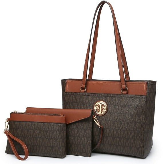 MKP Women Large Shoulder Handbags PU Leather Travel Work Tote Bag 3pcs Satchel Purse Wallet Set